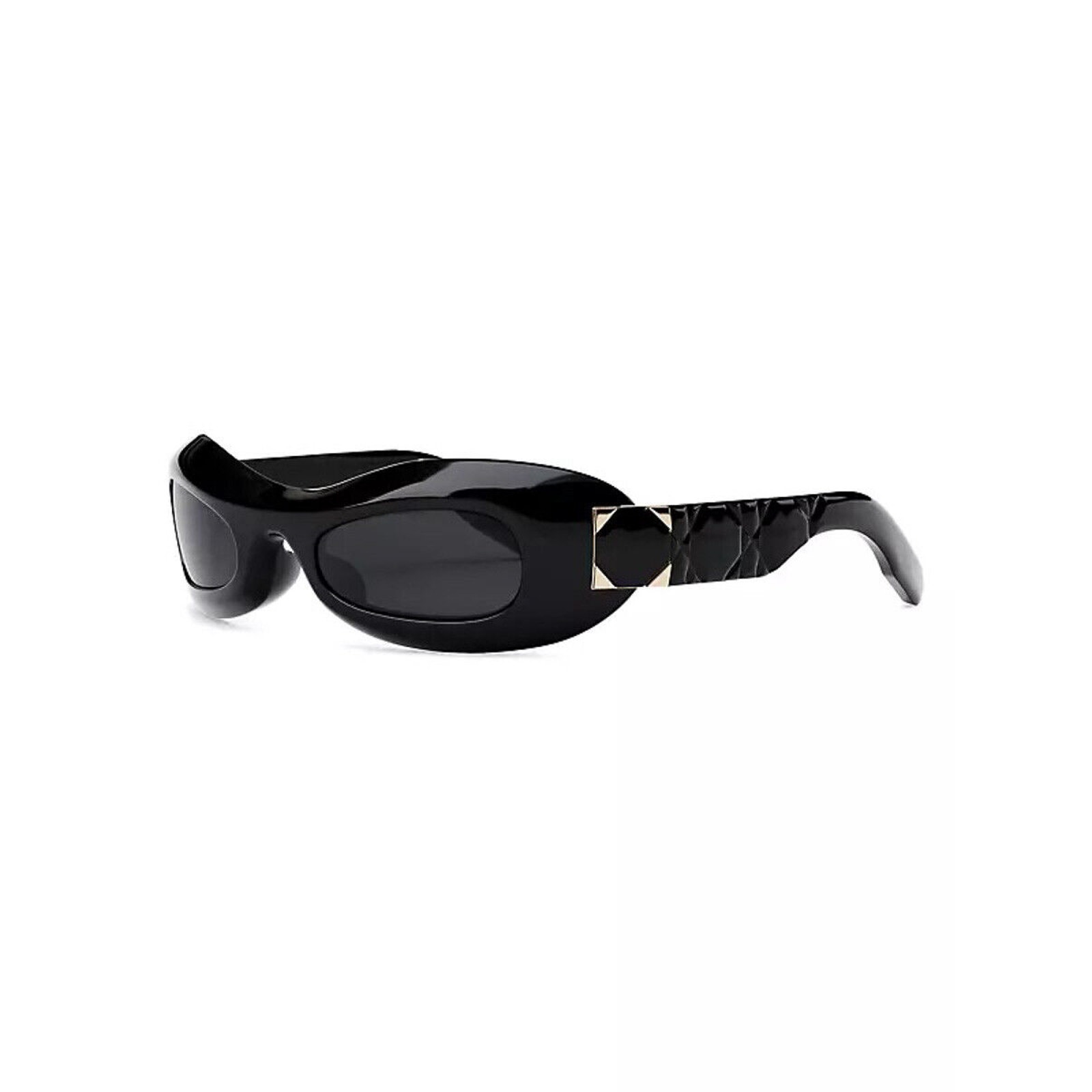 Dior "Lady" Black 95.22 R1i Oval Cat Eye Shield Sunglasses 51-25-110 New